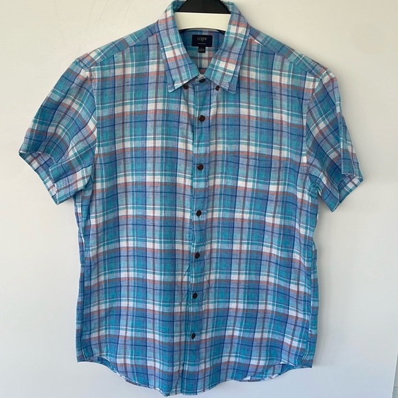 J. Crew Casual Short Sleeve Button Down Homespun Cotton Shirt Plaid Large - Picture 5 of 15